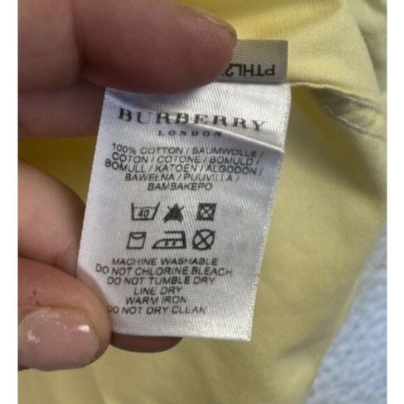 Burberry Shirt‎ Mens Medium Yellow Button Down Nova Check Long Sleeve - Picture 5 of 8